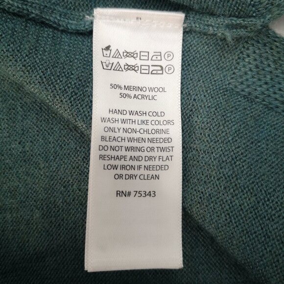 Tahari Ladies Size Medium Green Merino Wool Blend Long Duster Open Cardigan - Picture 6 of 10